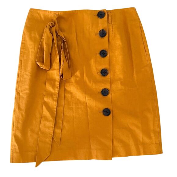 Boden Marigold Leonora Button Front Linen Pencil Skirt Tie Waist Linen Blend 12 - Picture 3 of 13